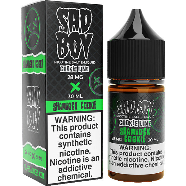 Sadboy Salt Series E-Liquid | 30mL (Salt Nic) | 28mg | Shamrock Cookie with packaging