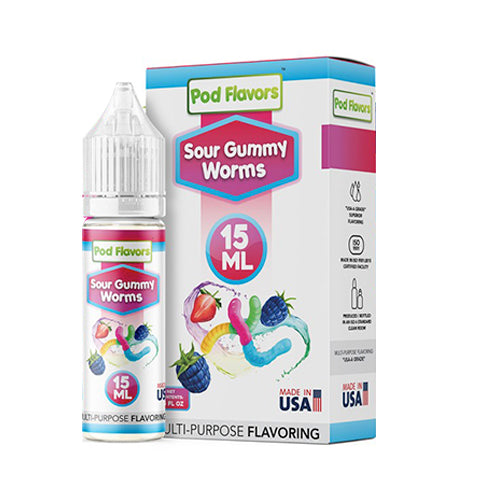 Pod Flavors Multi-Purpose Flavoring 15mL | Sour Gummy Worms with Packaging