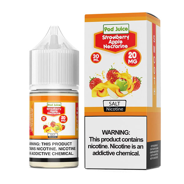 Pod Juice Salt Series E-Liquid | 30mL | 20mg | Strawberry Apple Nectarine with Packaging