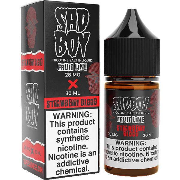 Sadboy Salt Series E-Liquid | 30mL (Salt Nic) | 28mg | Strawberry Blood with packaging