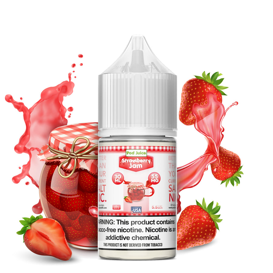 Pod Juice Salt Series E-Liquid | 30mL | 55mg | Strawberry Jam 