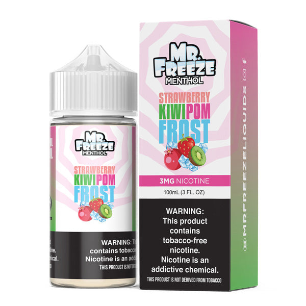 Mr. Freeze TFN Series E-Liquid | 100mL | 3mg | Freebase | Strawberry Kiwi Pom Frost with packaging