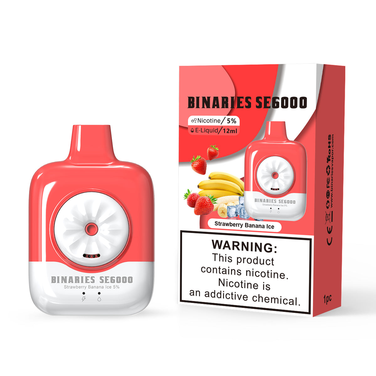 HorizonTech Binaries Cabin Disposable SE | 6000 Puffs | 12mL | 50mg | MOQ 10 | Strawberry Banana Ice with Packaging