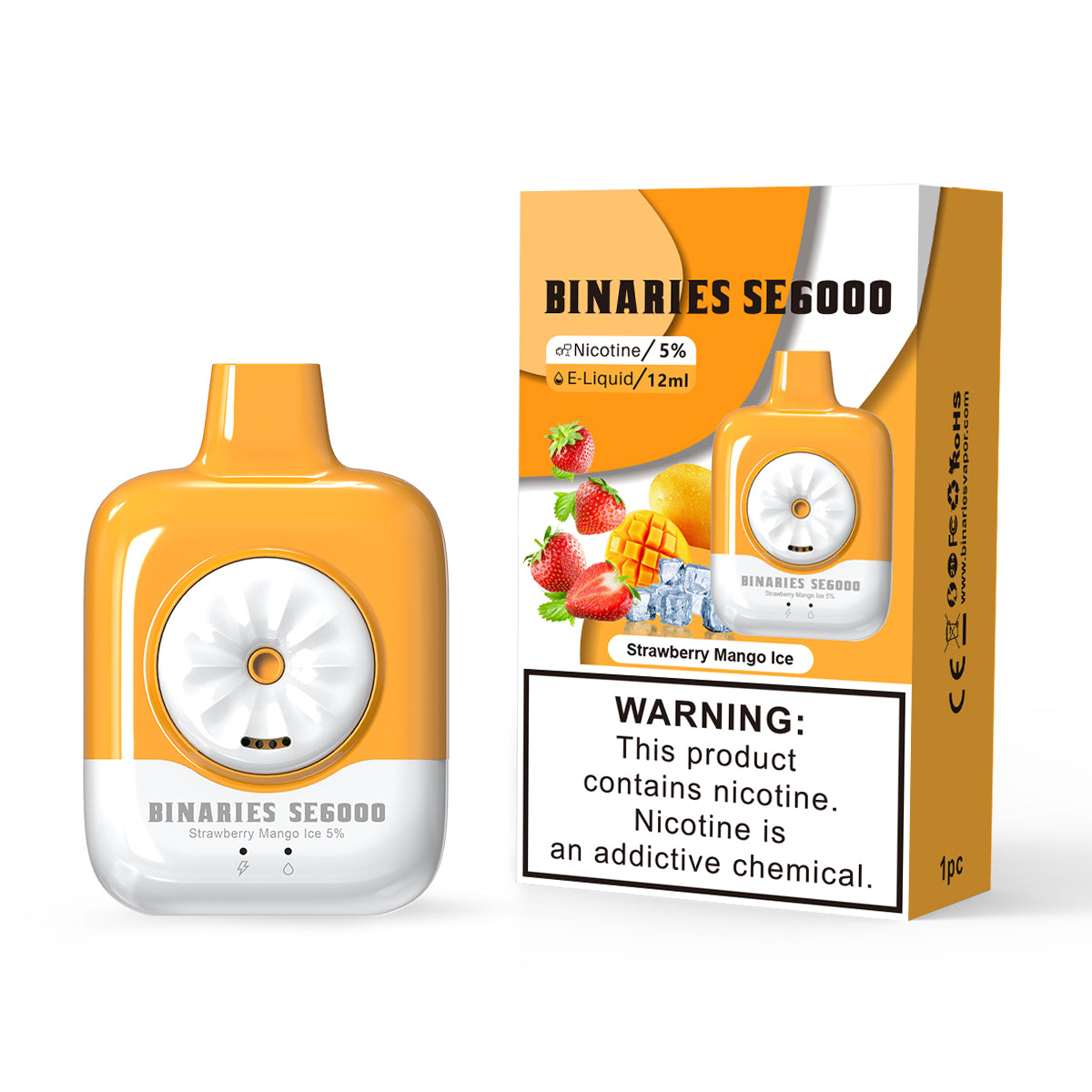 HorizonTech Binaries Cabin Disposable SE | 6000 Puffs | 12mL | 50mg | MOQ 10 | Strawberry Mango Ice with Packaging 