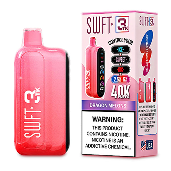 SWFT 3TK (Dispo) | 40000Puff | 24mL | Nic + Sweet + Ice Control | Dragon Melons with packaging