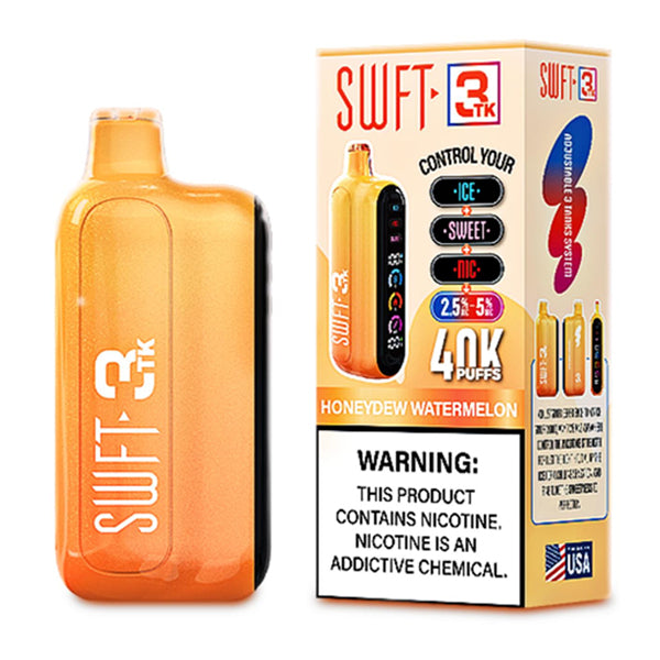 SWFT 3TK (Dispo) | 40000Puff | 24mL | Nic + Sweet + Ice Control | Honeydew Watermelon with packaging