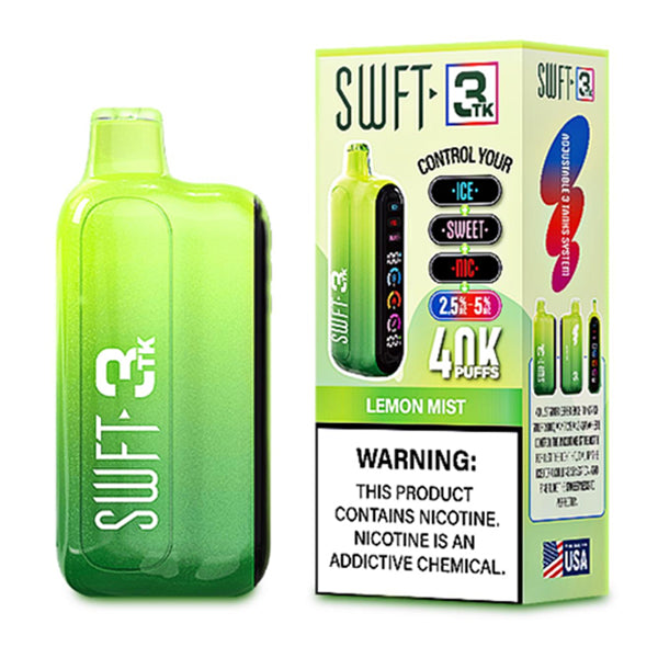 SWFT 3TK (Dispo) | 40000Puff | 24mL | Nic + Sweet + Ice Control | Lemon Mist with packaging