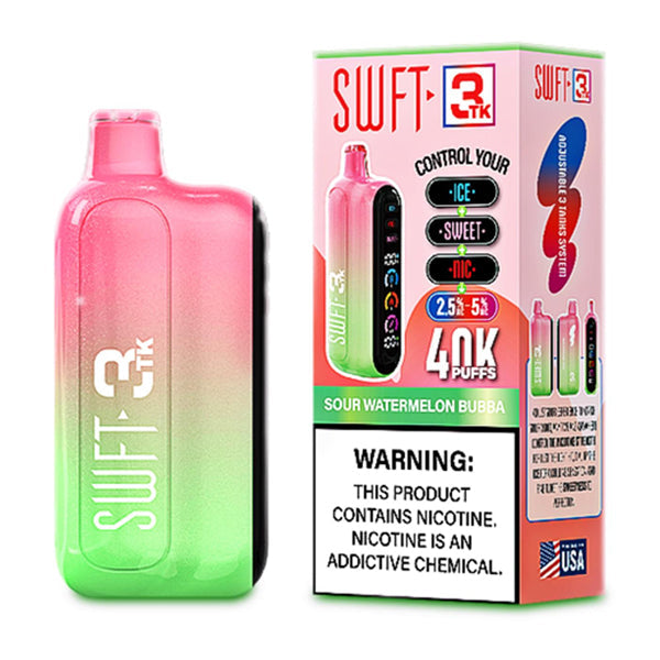 SWFT 3TK (Dispo) | 40000Puff | 24mL | Nic + Sweet + Ice Control | Sour Watermelon Bubba with packaging