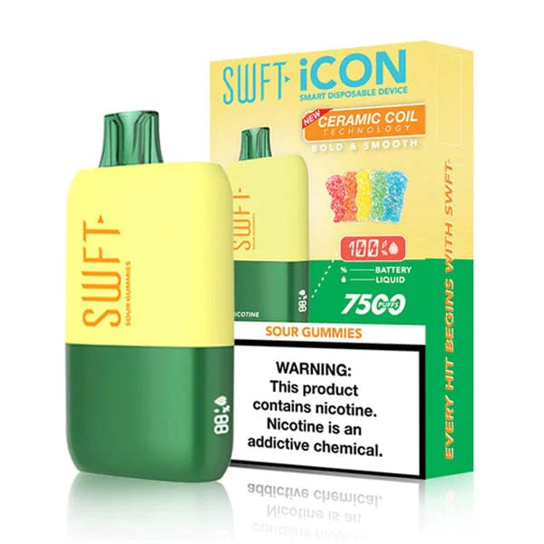 SWFT Icon Disposable | 7500 Puffs | 17mL | 50Mg | MOQ 10 | Sour Gummies with Packaging
