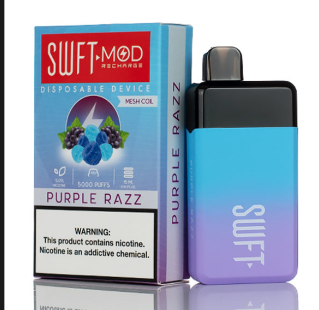 SWFT Mod Disposable | 5000 Puffs | 15mL | 50mg | MOQ 10 | Purple Razz with Packaging