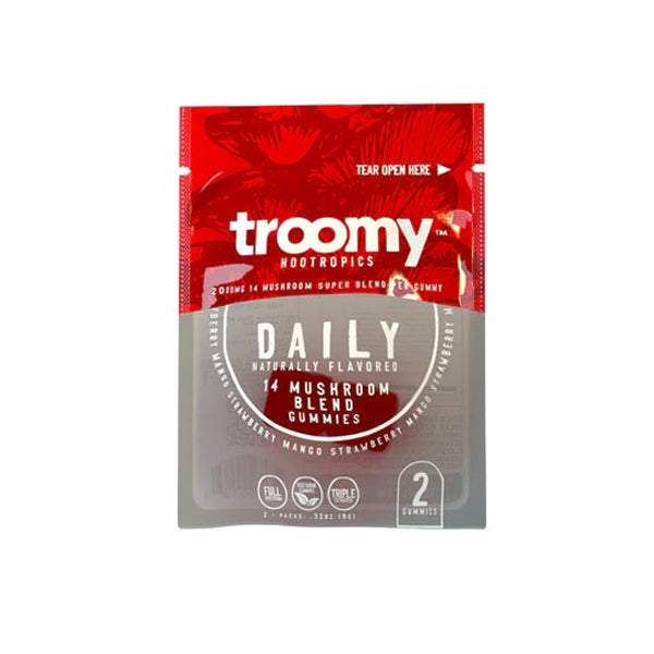 Troomy Nootropics Mushroom Gummies 800mg 2-Pack (15pc Gravity Feeder Display) | Strawberry Mango