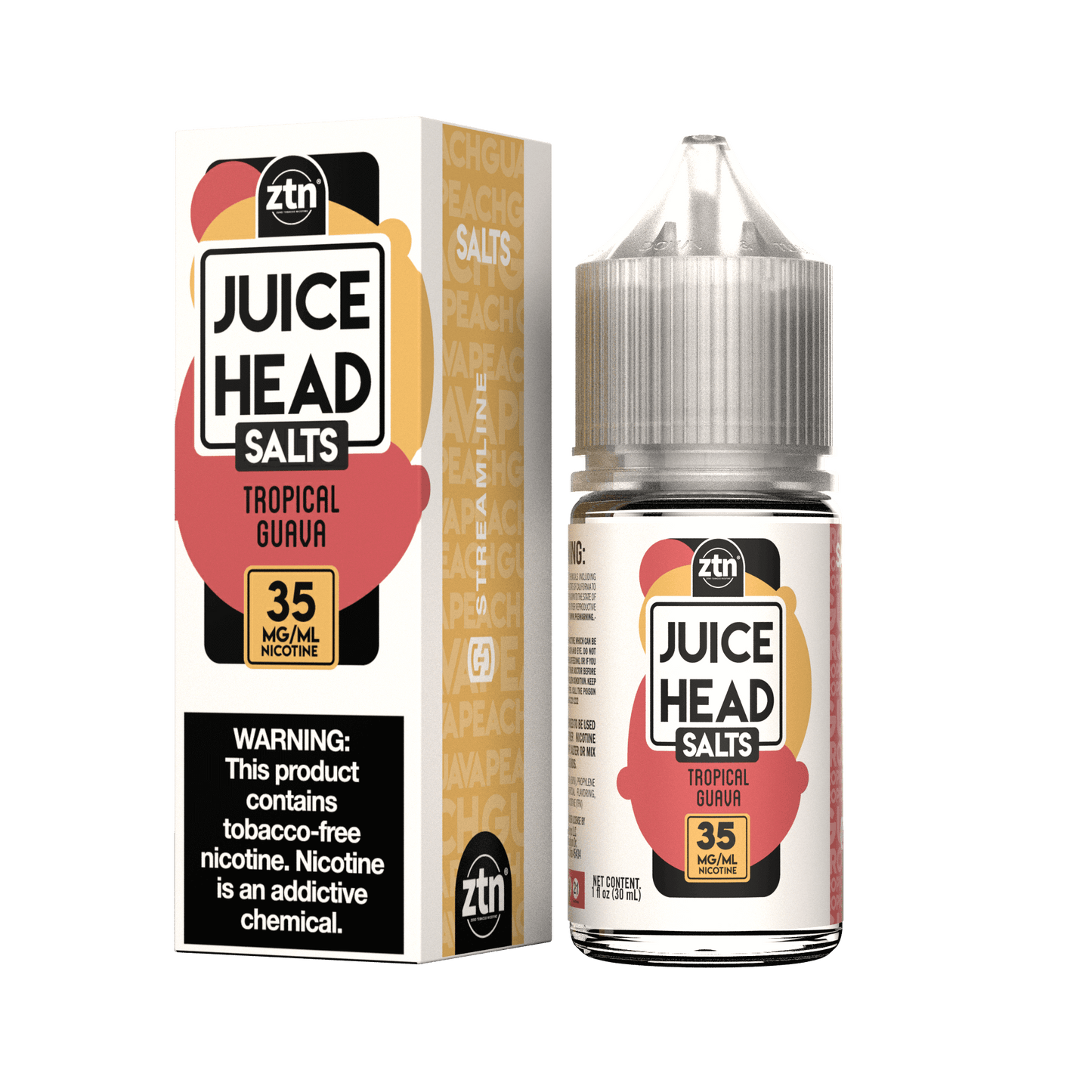 Juice Head Salt Series E-Liquid | 30mL | 35mg | Salt Nic | Tropical Guava with packaging