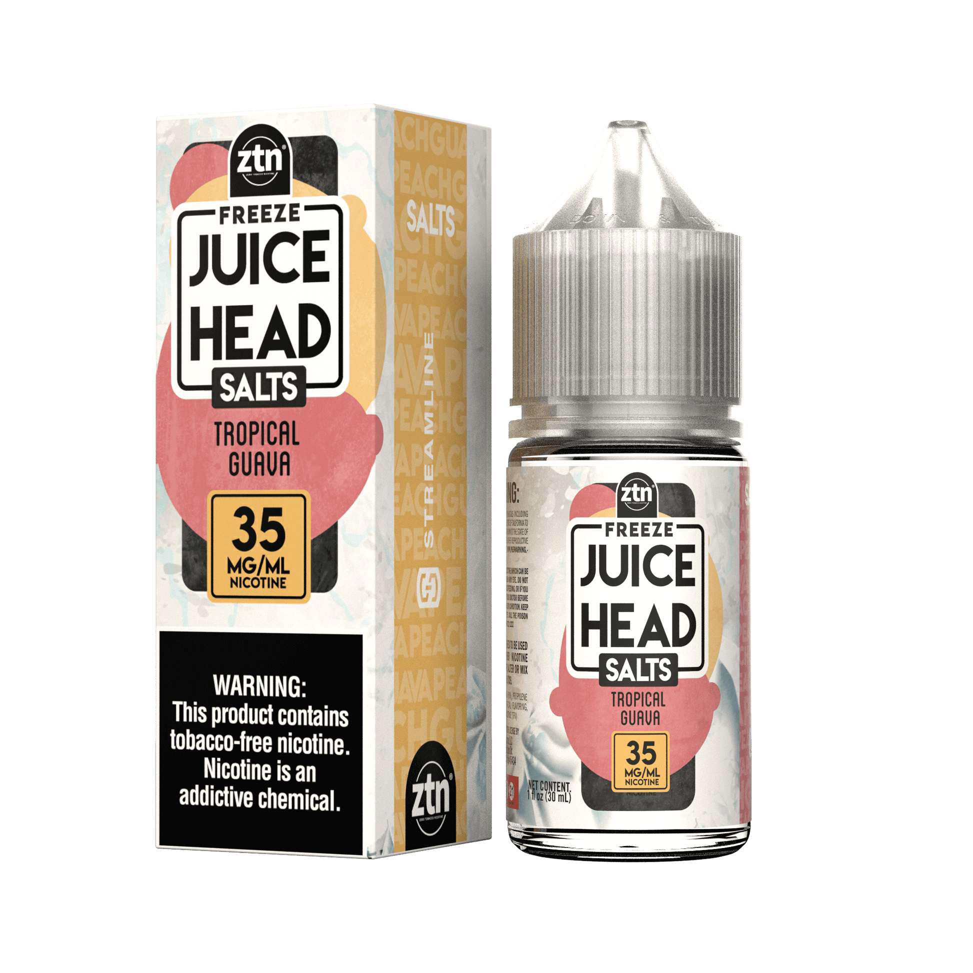 Juice Head Salt Series E-Liquid | 30mL | 35mg | Salt Nic | Tropical Guava Freeze with packaging