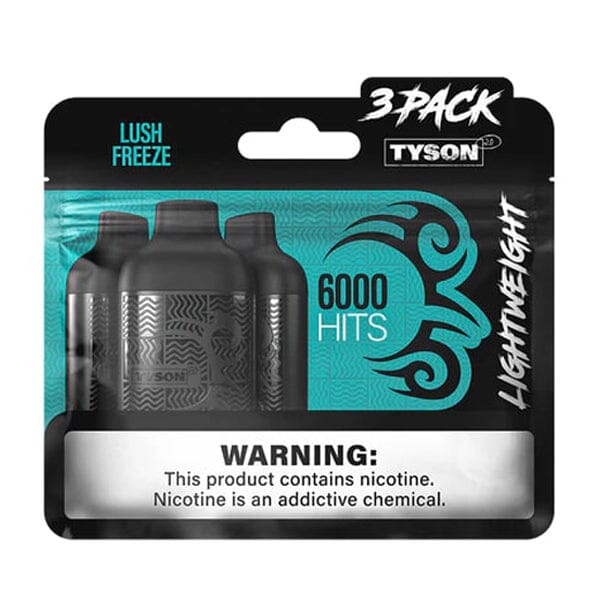 Tyson 2.0 Lightweight Disposable | 6000 Puffs | 50mg | (12mL 3-Pack) | MOQ 10 | Lush Freeze with packaging