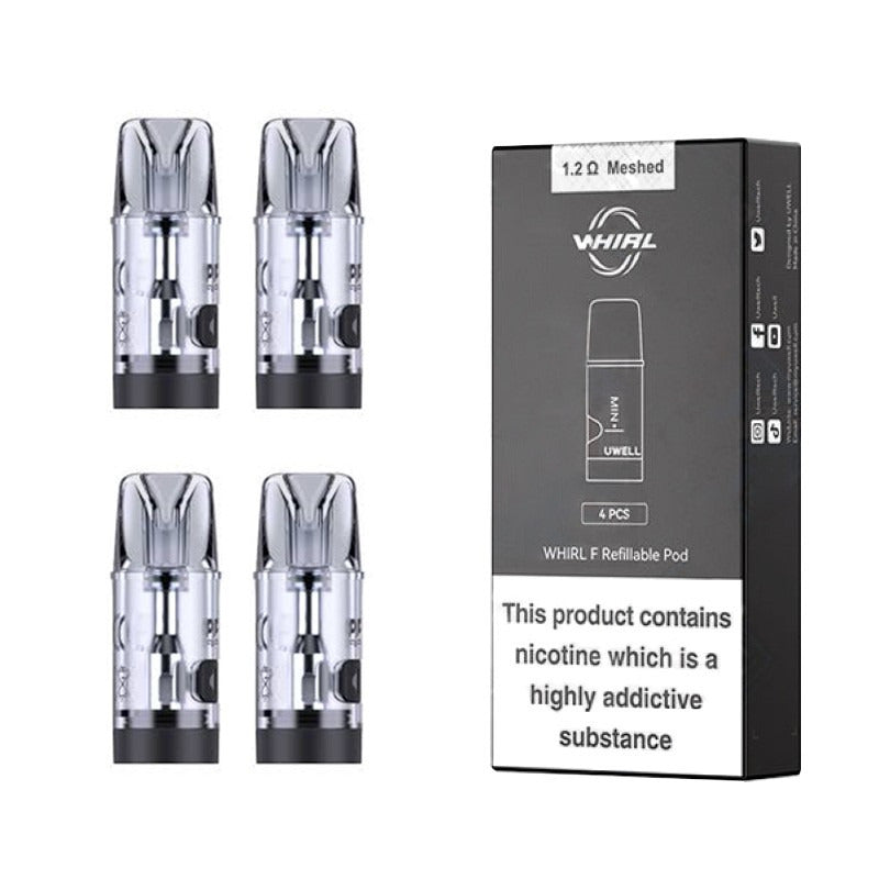 Uwell Whirl F Pod (4-Pack) with packaging
