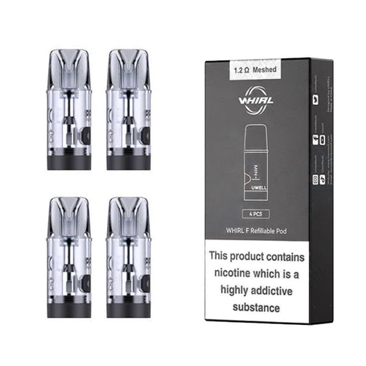 Uwell Whirl F Pod (4-Pack) with packaging
