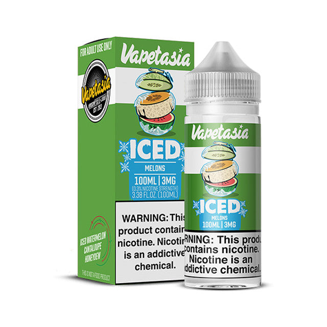 Vapetasia Series E-Liquid (Freebase) | 100mL | 3mg | Iced Melons with packaging