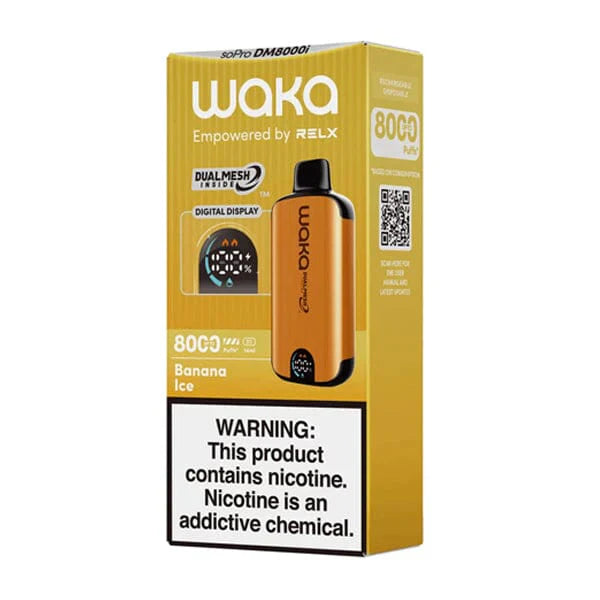 WAKA SoPro DM8000 Disposable | 8000 Puffs | 14mL | 50mg | MOQ 10 | Banana Ice with packaging