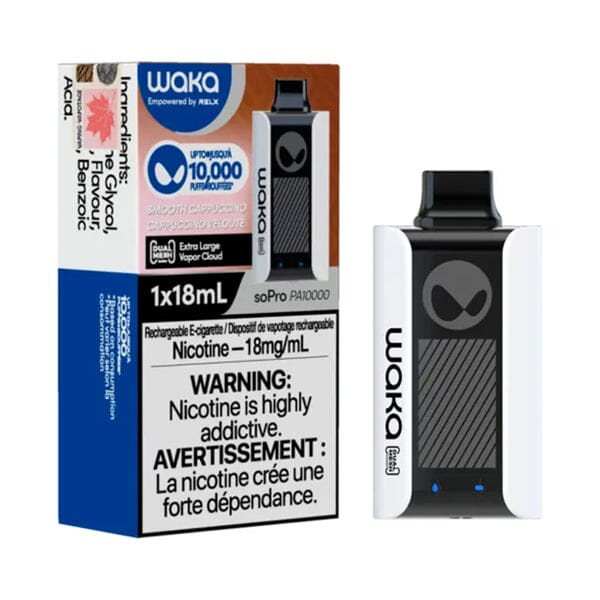 WAKA SoPro PA10000 Disposable by RELX | 10000 Puffs | 18mL | 30mg | MOQ 10 | Smooth Cappuccino with Packaging