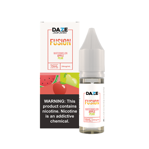 7Daze Fusion Salt Series E-Liquid | 15mL | (Salt Nic) | 24mg | Watermelon Apple Pear with packaging