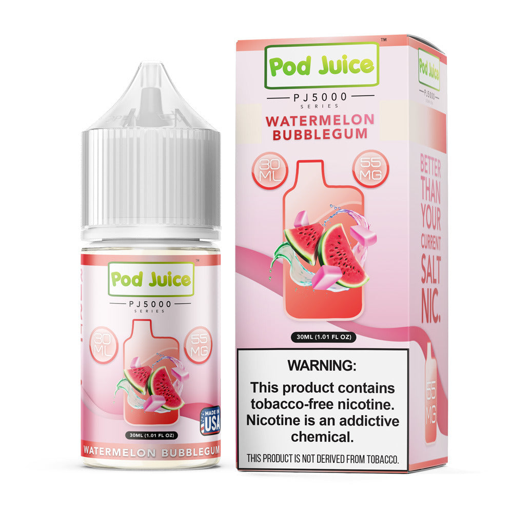 Pod Juice | TFN Salt Series E-Liquid | 30mL | 55mg | Watermelon Bubblegum with packaging