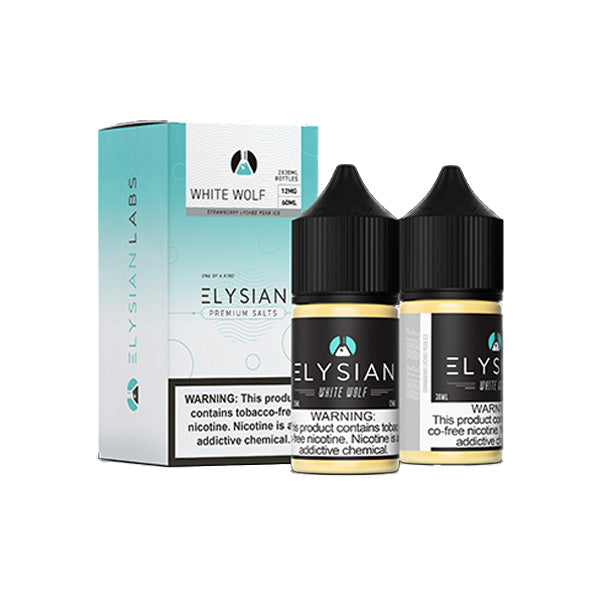 Elysian Salt Series E-Liquid | x2-30mL | (Salt Nic) | 12mg | White wolf with packaging