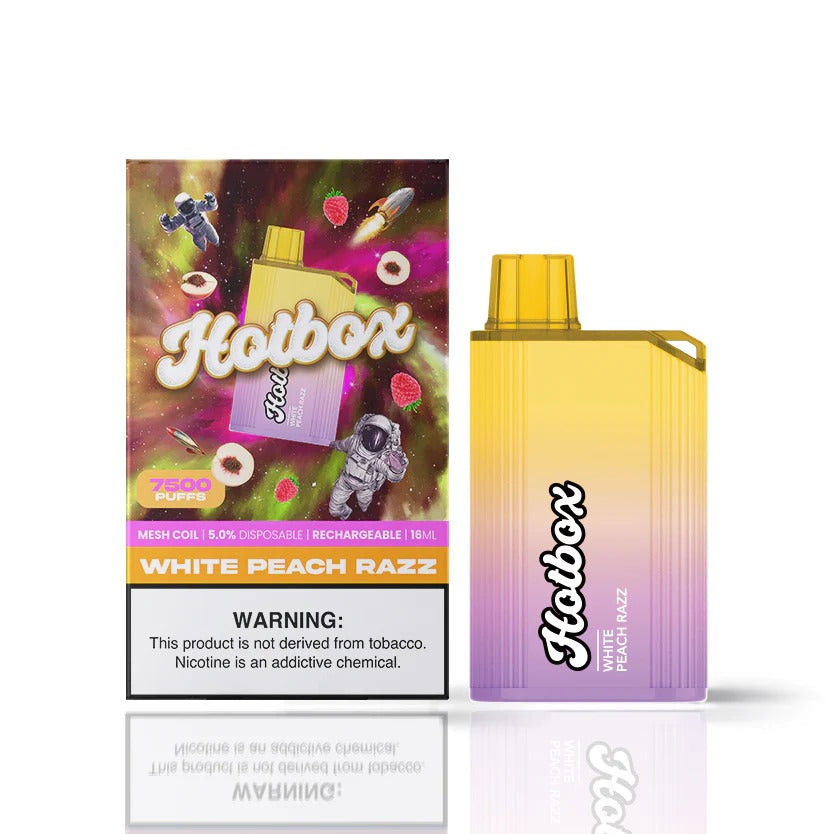 Puff HotBox Disposable | 7500 puffs | 16mL | MOQ 10pc | White Peach Razz with Packaging